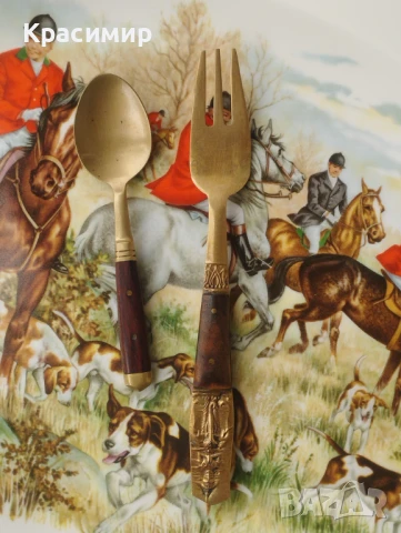 Тайландски виличка и лъжичка бронз и тиково дърво. Виличка 15 см. 💰 10 лв. Лъжичка 10,5 см.💰 6 лв.