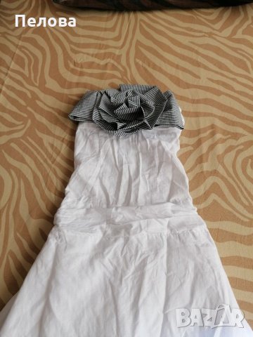 Дълга бяла рокля с панделка , снимка 1 - Рокли - 30145968