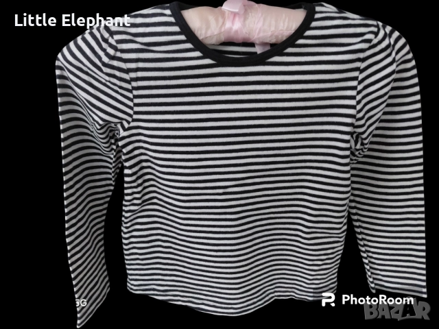 Блузка с дълъг ръкав за 5-6 год мом бяло и черно райе средно,Англия/ново