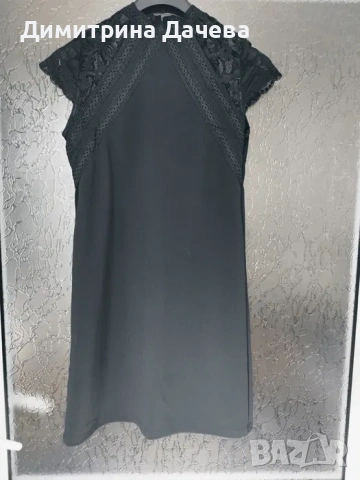 Черна рокля с дантелени детайли, елегантна