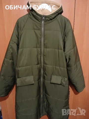 3xl НОВО КРАСИВО,ДЪЛГО,ТОПЛО,ВАТИРАНО ЯКЕ В ЦВЯТ КАКИ С ДЖОБОВЕ И КАЧУЛКА, снимка 2 - Якета - 52426669