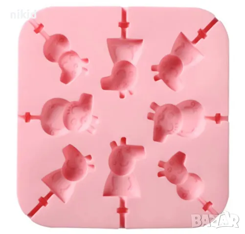 Пепа Пиг Peppa Pig силиконов молд форма за направа на близалки на клечка декор торта фондан шоколад