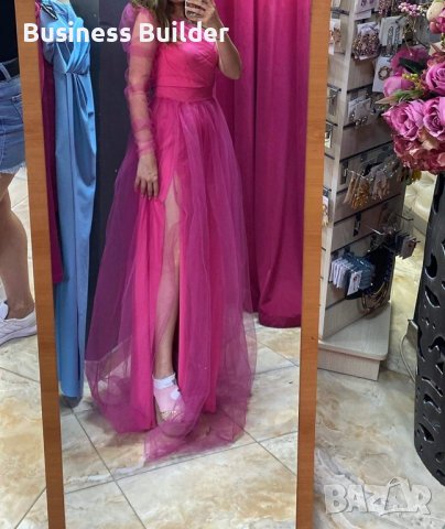 🍬 🤩 Нова бутикова дълга розова рокля с едно рамо - модел  “Princess” 🍬❤️, снимка 6 - Рокли - 37075377