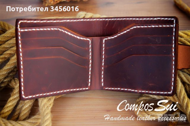 Портфейл от естествена кожа, ръчна изработка, снимка 7 - Портфейли, портмонета - 39961174