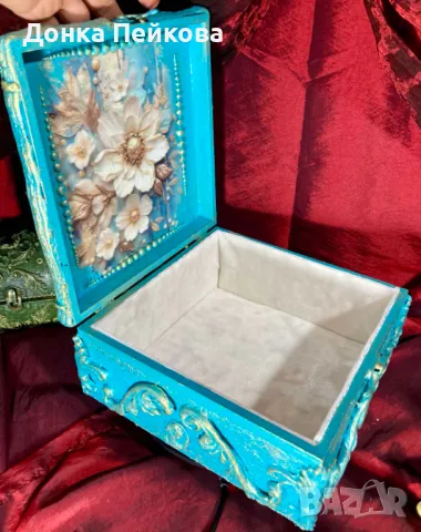 Ръчно изработена и декорирана кутия да бижута , снимка 5 - Декорация за дома - 48722316