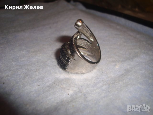 СТИЛЕН ФЕШЪН КРИСТАЛЕН СРЕБРИСТ АЖУРЕН АРТ ДИЗАЙН ПРЪСТЕН 9284, снимка 5 - Пръстени - 37512399