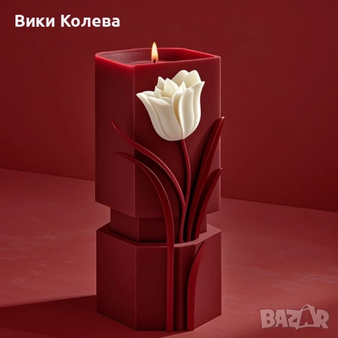 Силиконов мод за свещи – елегантна форма с цвете лале