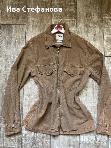  🤩 ново дънково яке риза сафари спортно сако  спортно елегантно  Zara размер L, снимка 3 - Сака - 44449933