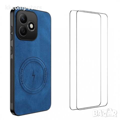 WANLONFENG SD Магнитен Калъф за Honor 600 Lite 5G - PC+TPU, Nappa текстура, 2 стъкла, 4 цвята, снимка 3 - Калъфи, кейсове - 54226445