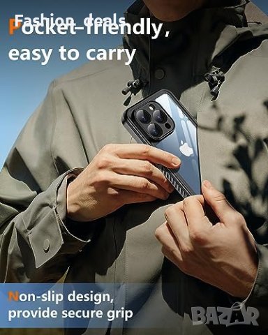 Пълна телесна защита: Oterkin водоустойчив калъф за телефон iPhone 15 Pro Max Айфон кейс, снимка 6 - Калъфи, кейсове - 42559882