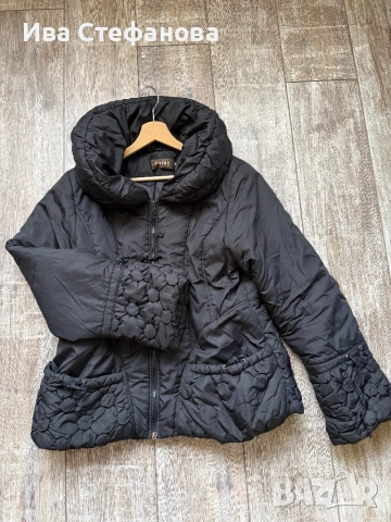 Черно зимно ново кукленско кокетно елегантно шушляково яке баклавички широка шал яка Л/ХЛ 