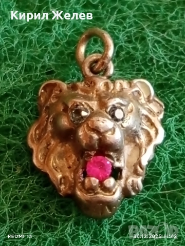 Сребърна висулка Лъвска глава с рубин символизира сила, лидерство 52549, снимка 4 - Колиета, медальони, синджири - 52934705