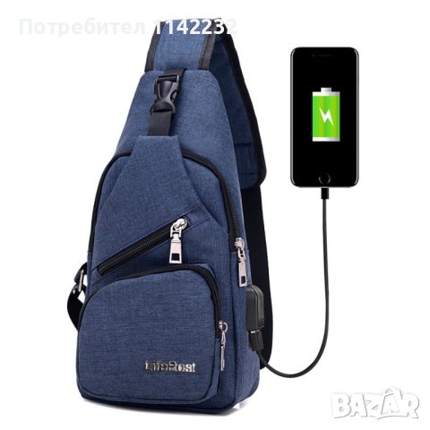 Мъжка чанта с USB, снимка 1 - Чанти - 42381199