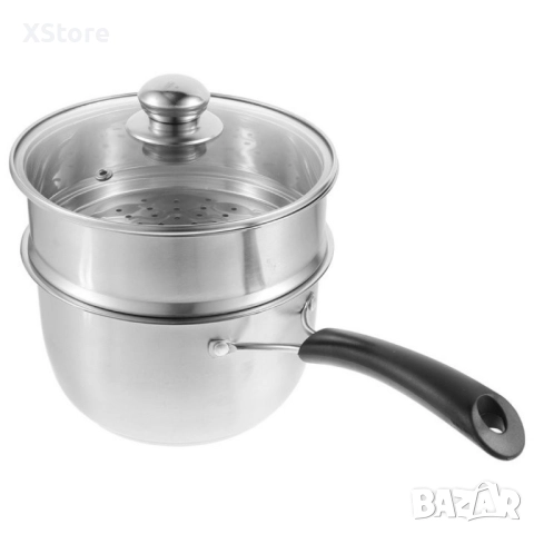Многофункционална тенджера касерола от неръждаема стомана "Готвене на пара добавка в комплекта ", снимка 2 - Съдове за готвене - 52497883
