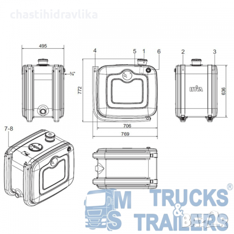 Маслен резервоар HYVA 200Л АЛУМИНИЕВ, снимка 2 - Части - 36562223
