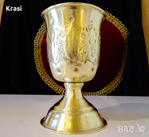 Персийски бронзов бокал за вино с двойни стени. , снимка 3 - Антикварни и старинни предмети - 47417672