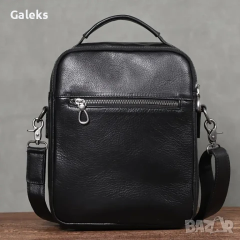  Мъжка ултра/луксозна, премиум кожена чанта /Черна естествена кожа!, снимка 4 - Чанти - 50443577