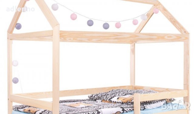 Детско легло Къща, 130x86x164 см, масив, оригинално детско легло, легло къща