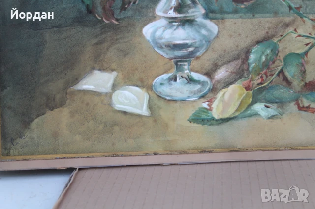 Стар акварел на дебел картон, снимка 17 - Други ценни предмети - 50917942