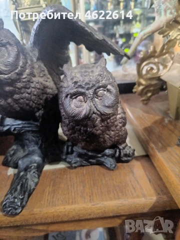 МНОГО КРАСИВА ФИГУРА ОТ БРОНЗ НА КУКУМЯВКА С МАЛКОТО , снимка 2 - Колекции - 53006191