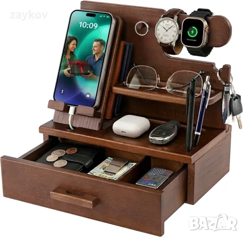 Докинг станция за телефон Teslyar Wood с чекмедже