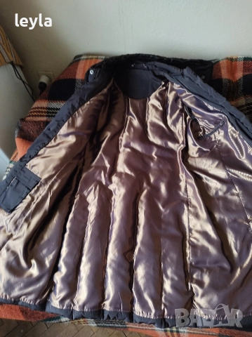 дълго шушляково палто,кафяво,ново, размер,,S илиM с кожена яка, снимка 2 - Якета - 52984907