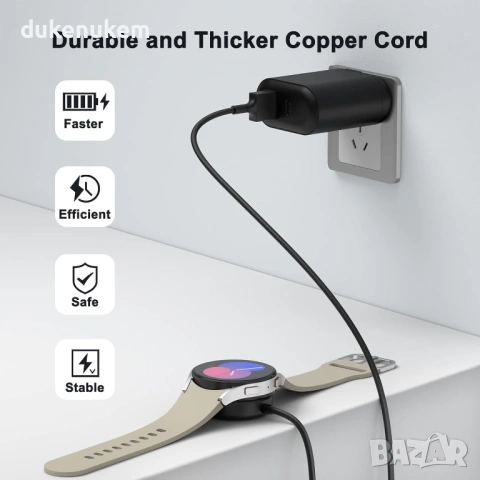 Зареждащ кабел за Samsung Galaxy Watch – магнитен, USB док станция, снимка 6 - Смарт гривни - 53353519