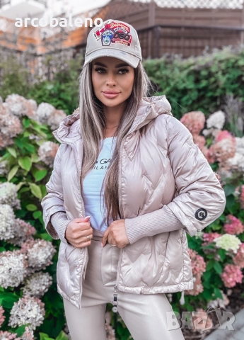 Ватирано дамско яке с качулка и декоративни ръкави, снимка 5 - Якета - 51782137