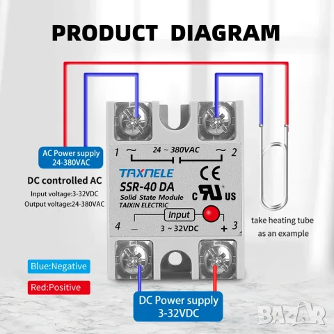 Твърдотелно реле SSR-40DA 3–32V DC, 24–380V AC, снимка 6 - Друга електроника - 55973596
