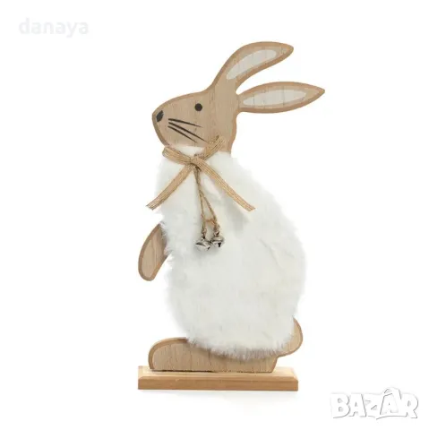 5826 Великденска украса Пухено зайче със звънчета, 25см