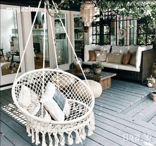 Висяща въжена люлка-хамак, снимка 2 - Градински мебели, декорация  - 37317192