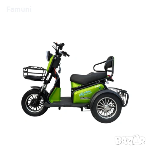 Двуместна Електрическа Триколка PUDDING 1800 - ЗЕЛЕНА, снимка 4 - Мотоциклети и мототехника - 53777265
