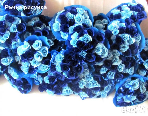 Букети и букетчета в синьо, снимка 9 - Изкуствени цветя - 31382192