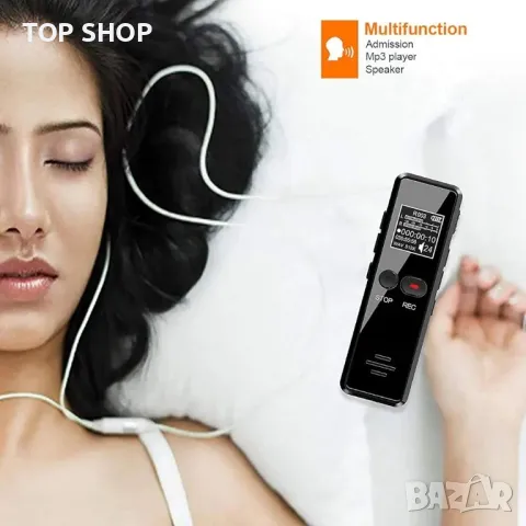 Цифров диктофон Tschisen, подобрен аудио диктофон с едно докосване, 64G 1536Kbps HD, снимка 2 - Друга електроника - 48791952