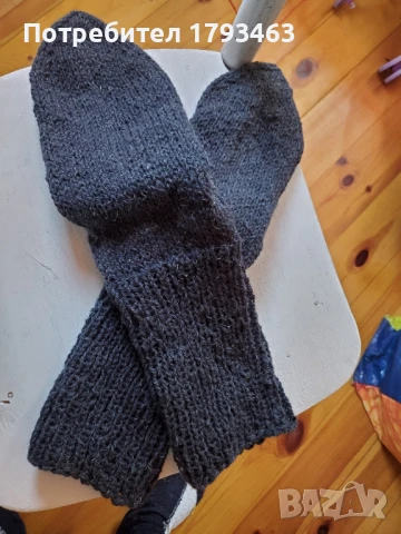 Ръчно плетени мъжки чорапи от вълна. размер 44, снимка 2 - Мъжки чорапи - 51155483