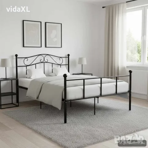 vidaXL Рамка за легло, черна, метал, 120x200 cм（SKU: 284525）, снимка 2 - Спални и легла - 56123391