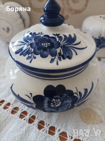 Ръчно декорирана португалска бяла керамика , снимка 3 - Сервизи - 49673476