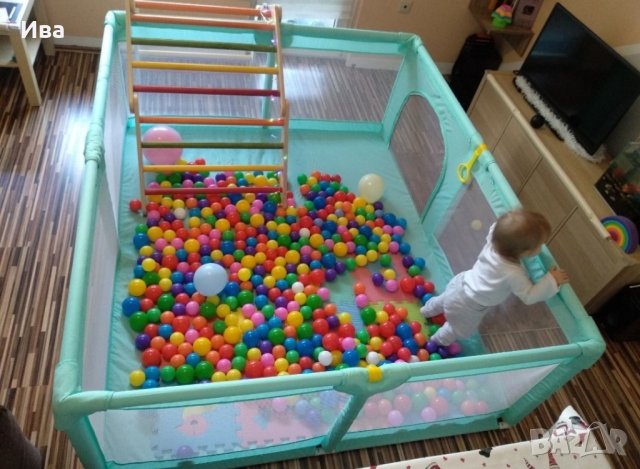 НОВО Детски кът - голяма кошара с мека постелка, пластмасови топки и още, снимка 13 - Кошарки - 38583791