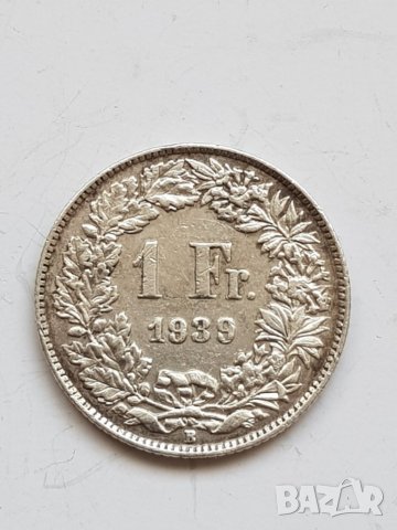 Швейцария 1 франк, 1939 Сребро 0.835