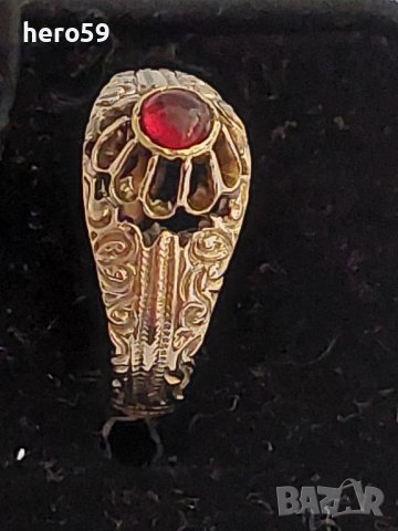Стар Руски дамски златен пръстен с натурален рубин/злато 14 карата/, снимка 3 - Пръстени - 39617139