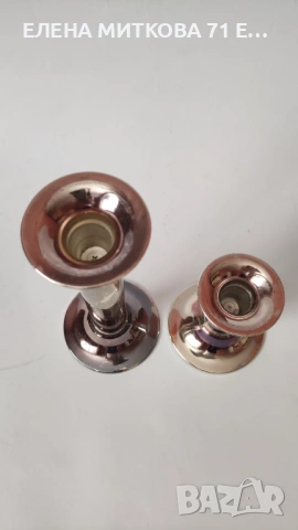 Двойка посребрени свещници с патина, снимка 2 - Антикварни и старинни предмети - 53999176