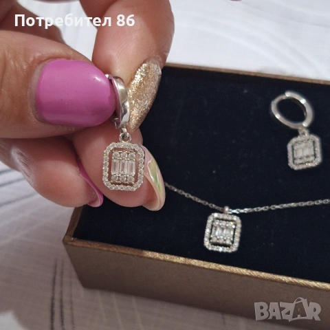 Сребърен комплект с циркони , снимка 2 - Бижутерийни комплекти - 54306182