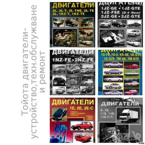 Тойота двигатели.Устройство,техн.обслужване и ремонт /6 ръководства/на CD