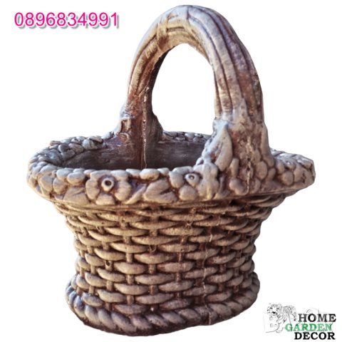Саксия кашпа във формата на кошница от бетон, снимка 1 - Саксии и кашпи - 40677630