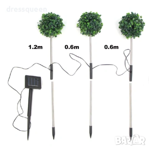 1233779 Комплект градински соларни лампи „Чемшир“ – двойно присъствие с 2 режима на работа, снимка 2 - Соларни лампи - 54070097