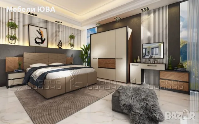 Високо тапицирано легло ДУБАЙ с нощни шкафчета, снимка 2 - Спални и легла - 49894095