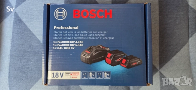 Стартов комплект Bosch 1 x ProCORE 18V 4.0 AH + 1 x ProCORE18V 5.5 AH + GAL 1880 CV