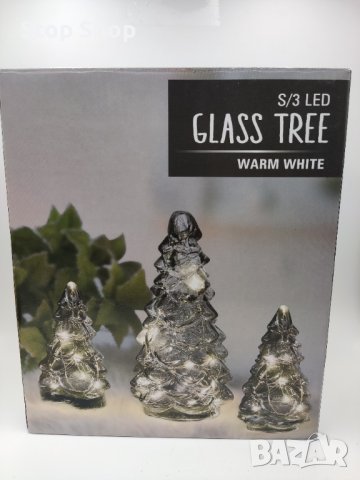 Led стъклени светещи коледни елхи 