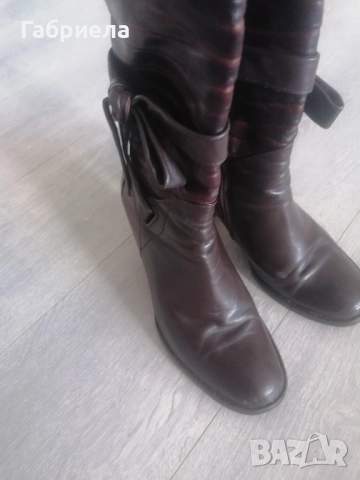 Кафяви ботуши, естествена кожа, снимка 4 - Дамски ботуши - 52594736