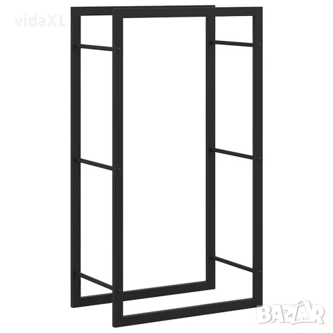vidaXL Стойка за дърва за огрев, черен мат, 50x28x94 см, стомана